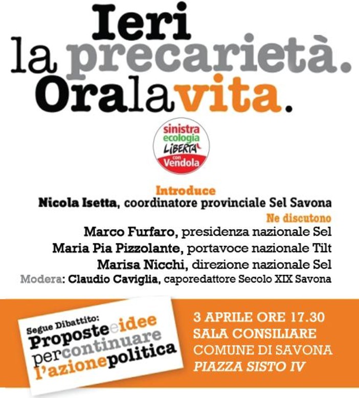 Ieri la precarietà ora la vita Ieri la precarietà ora la vita