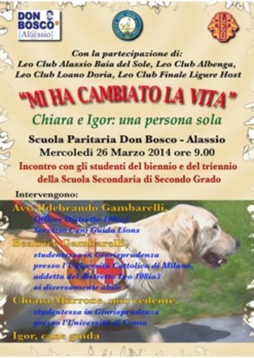 "Mi ha cambiato la vita", mercoledì incontro al Don Bosco di Alassio con Chiara Murrone "Mi ha cambiato la vita", mercoledì incontro al Don Bosco di Alassio con Chiara Murrone