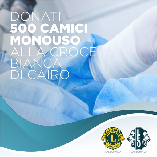 Cairo, Lions e Leo Club Valbormida donano 500 camici monouso alla Croce Bianca