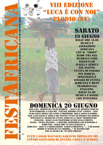 Plodio: arriva la FestAfricana di "Luca è con Noi" Plodio: arriva la FestAfricana di "Luca è con Noi"
