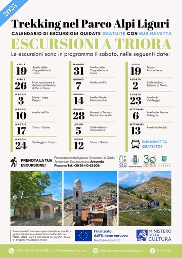 Da sabato 19 aprile nuovo calendario di escursioni guidate gratuite a cura del Parco delle Alpi Liguri Da sabato 19 aprile nuovo calendario di escursioni guidate gratuite a cura del Parco delle Alpi Liguri