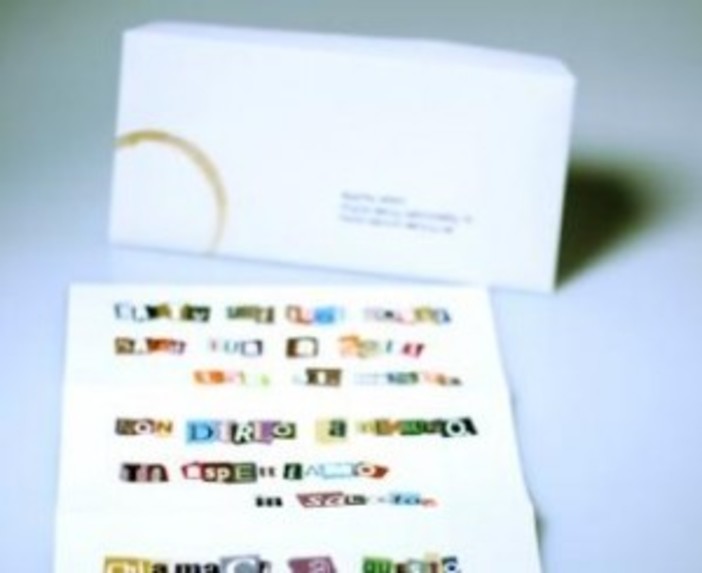 Lettera con proiettile spedita all'Assessore Carrara del Comune di Pietra Ligure