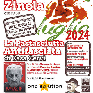 Pastasciutta Antifascista alla Società Fratellanza Zinolese: il 25 luglio una serata per ricordare i valori della Resistenza
