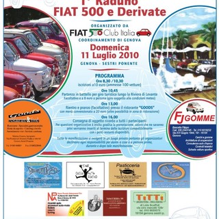 Garlenda: domani a Genova incontro Fiat 500 e derivate