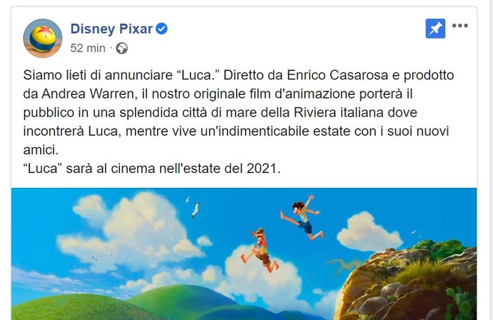 Disney Pixar annuncia "Luca", un film ambientato in una città di mare italiana: sarà in Liguria?