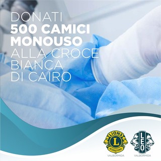 Cairo, Lions e Leo Club Valbormida donano 500 camici monouso alla Croce Bianca