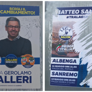 Albenga, manifesti strappati e scritte offensive contro Calleri e Salvini