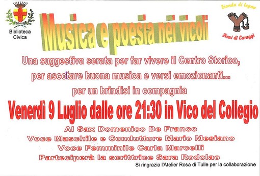 Albenga: il 9 luglio serata di musica e poesia nei vicoli