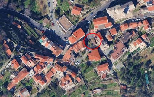 La mappa di Gameragna con la piazza che verrà intitolata al Generale Cortellessa