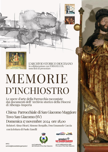 "Memorie d'Inchiostro": le opere d'arte della parrocchia di Tovo San Giacomo rivivono attraverso i documenti storici "Memorie d'Inchiostro": le opere d'arte della parrocchia di Tovo San Giacomo rivivono attraverso i documenti storici