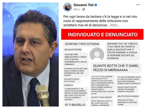 Minacce di morte a Toti: "Per ogni leone da tastiera c'è la legge, avanti coi vaccini" Minacce di morte a Toti: "Per ogni leone da tastiera c'è la legge, avanti coi vaccini"