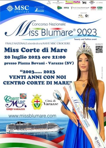 Miss Blumare 2023, il 20 luglio spazio al concorso Miss Corte di Marte a Varazze Miss Blumare 2023, il 20 luglio spazio al concorso Miss Corte di Marte a Varazze
