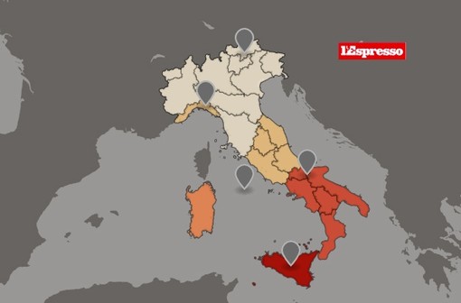 La mappa della povertà è stata elaborata da "L'Espresso" La mappa della povertà è stata elaborata da "L'Espresso"