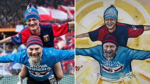 Alassio: un murales per ricordare Giampaolo Aicardi e Giancarlo Rebagliati, grandi amici e tifosi "avversari"