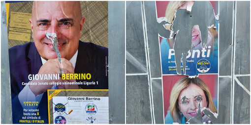 Ceriale, manifesti di Fratelli d'Italia vandalizzati: "Gesti di menti bacate frutto di dialettica al veleno" Ceriale, manifesti di Fratelli d'Italia vandalizzati: "Gesti di menti bacate frutto di dialettica al veleno"
