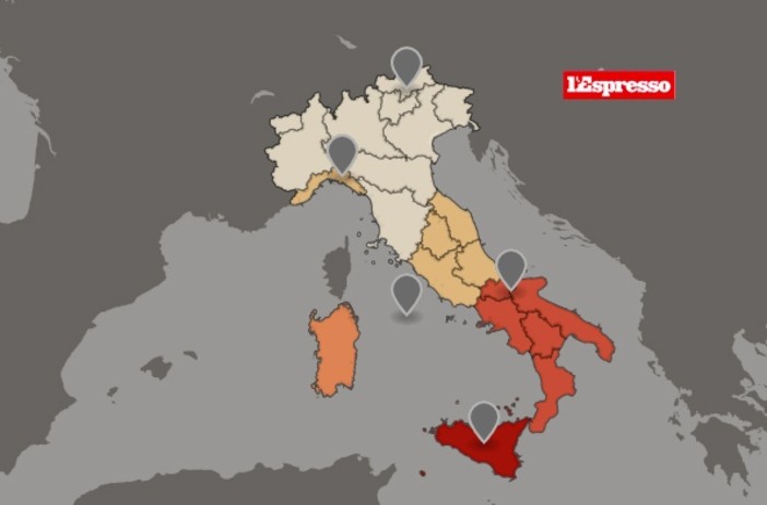 La mappa della povertà è stata elaborata da "L'Espresso" La mappa della povertà è stata elaborata da "L'Espresso"