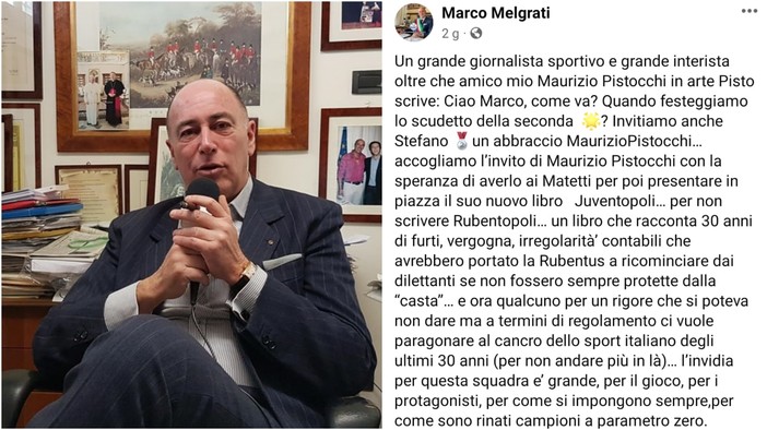 Alassio, il sindaco Melgrati sulla Juventus: "Cancro dello sport italiano". È polemica