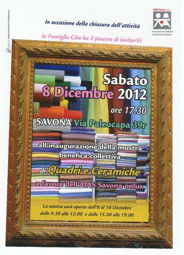 Savona, mostra di pittura e ceramiche a favore dell'AIAS Savona, mostra di pittura e ceramiche a favore dell'AIAS