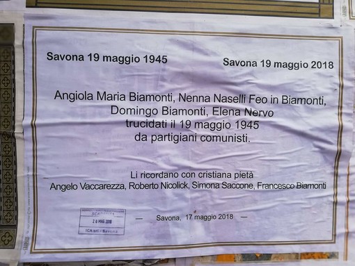 Savona: manifesti mortuari per l'uccisione della famiglia Biamonti Savona: manifesti mortuari per l'uccisione della famiglia Biamonti