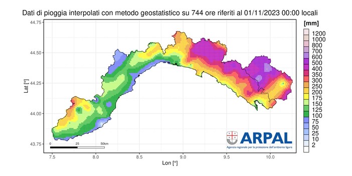 Nell'immagine la pioggia cumulata mensile nella Regione Nell'immagine la pioggia cumulata mensile nella Regione