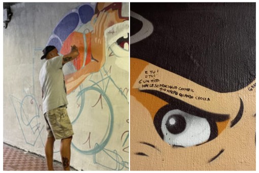 Savona, vandalizzato il murales del sottopasso di Legino, presi di mira i lavori di MrPollo Savona, vandalizzato il murales del sottopasso di Legino, presi di mira i lavori di MrPollo