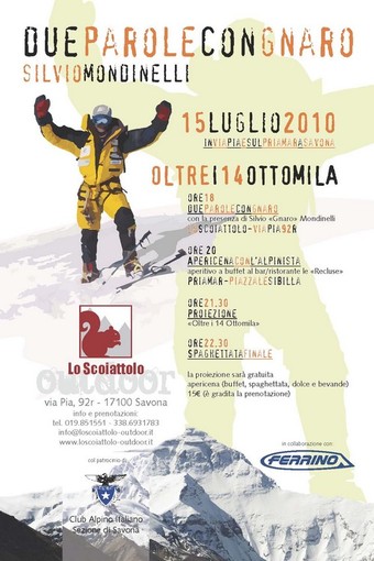 Savona: chiaccherata con l'alpinista "Gnaro" Mondinelli