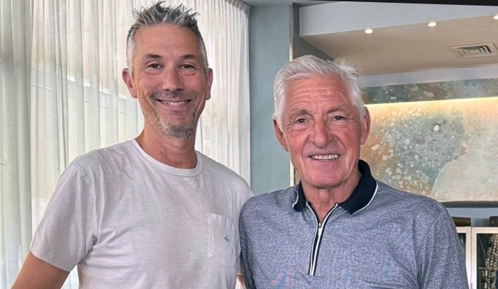 Varazze, il campione di ciclismo Francesco Moser a pranzo al Boma