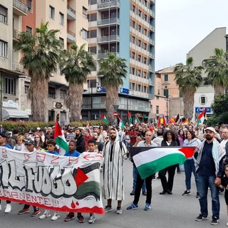 La manifestazione pro Palestina dei mesi scorsi nelle strade di Savona