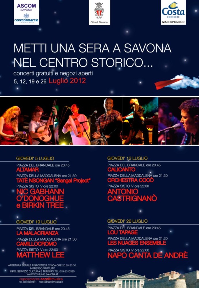 "Metti una sera a Savona nel Centro Storico...", tornano i giovedì di luglio con negozi aperti e concerti gratuiti