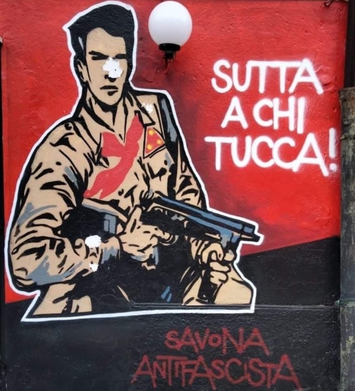Savona: nel complesso del San Giacomo "murale che inneggia a violenza e guerra", Scaramuzza contro il dipinto su una parete del Circolo Artisi