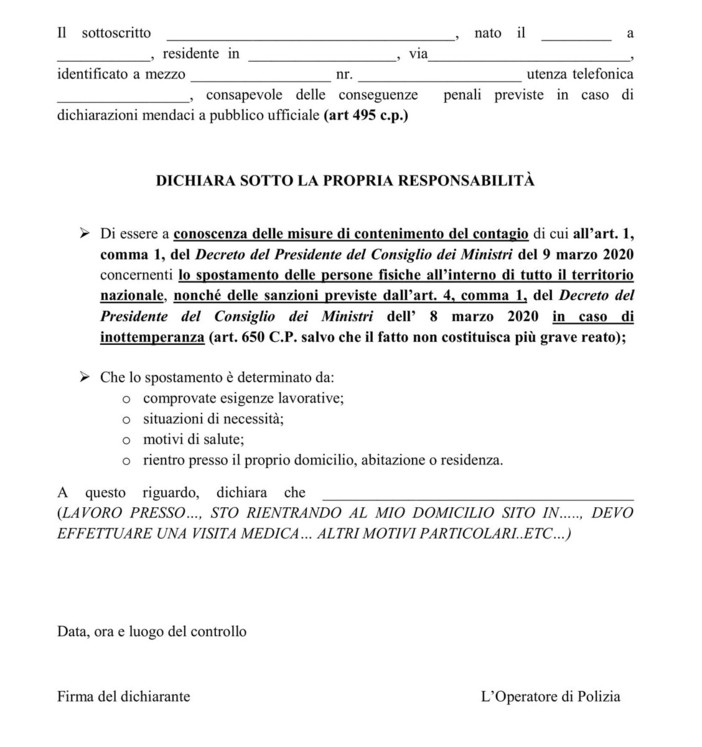 Coronavirus, "Devo stampare e compilare subito l'autodichiarazione?". La risposta del Governo