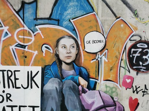 Quiliano: ripristinata l'opera d'arte murale dedicata a Greta Thunberg