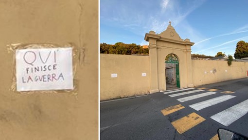 "Qui finisce la guerra". Fuori dal cimitero di Pietra un messaggio contro i conflitti (FOTO) "Qui finisce la guerra". Fuori dal cimitero di Pietra un messaggio contro i conflitti (FOTO)