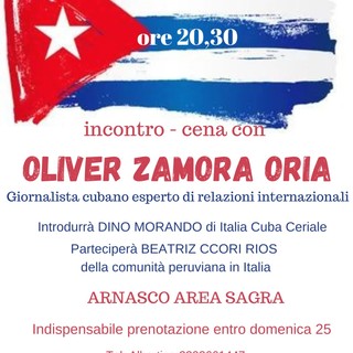 Arnasco, incontro con il giornalista cubano Oliver Zamora Oria Arnasco, incontro con il giornalista cubano Oliver Zamora Oria