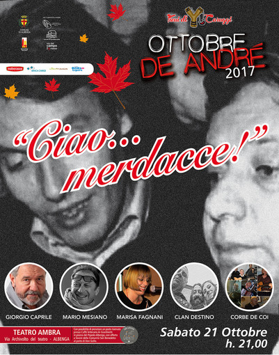 Albenga, sabato nuovo appuntamento con "Ottobre De Andrè" Albenga, sabato nuovo appuntamento con "Ottobre De Andrè"
