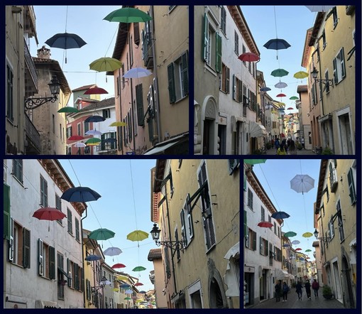 Carcare, gli ombrelli colorati decorano il centro storico. Il sindaco Mirri: &quot;Porteranno un soffio di buonumore&quot;