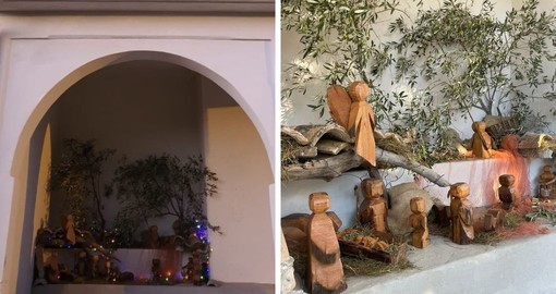 Un presepe in legno realizzato dai residenti sui gradoni della chiesa di Marmoreo Un presepe in legno realizzato dai residenti sui gradoni della chiesa di Marmoreo