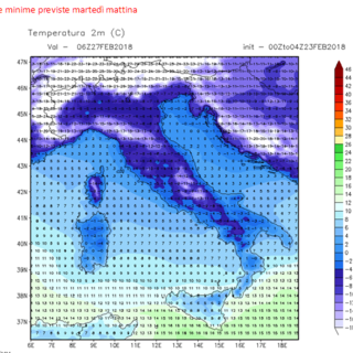 Weekend con neve e poi gelo da inizio settimana