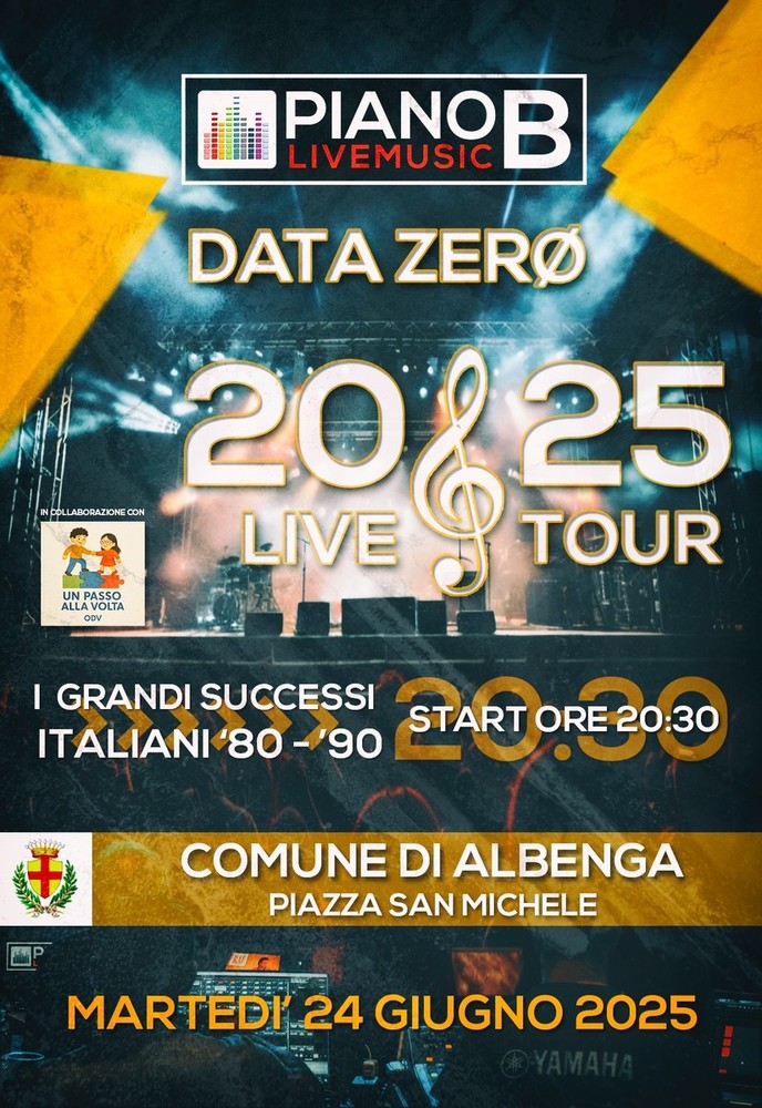 Martedì 24 giugno parte da Albenga il Ventiventicinque Live Tour della band Piano B Martedì 24 giugno parte da Albenga il Ventiventicinque Live Tour della band Piano B
