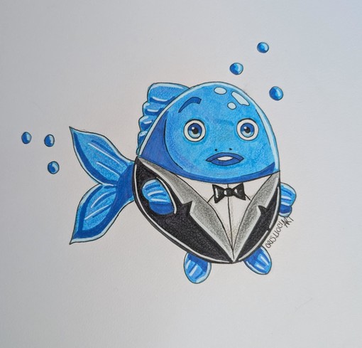 Pesce d'aprile, disegno di Cristina Lioci