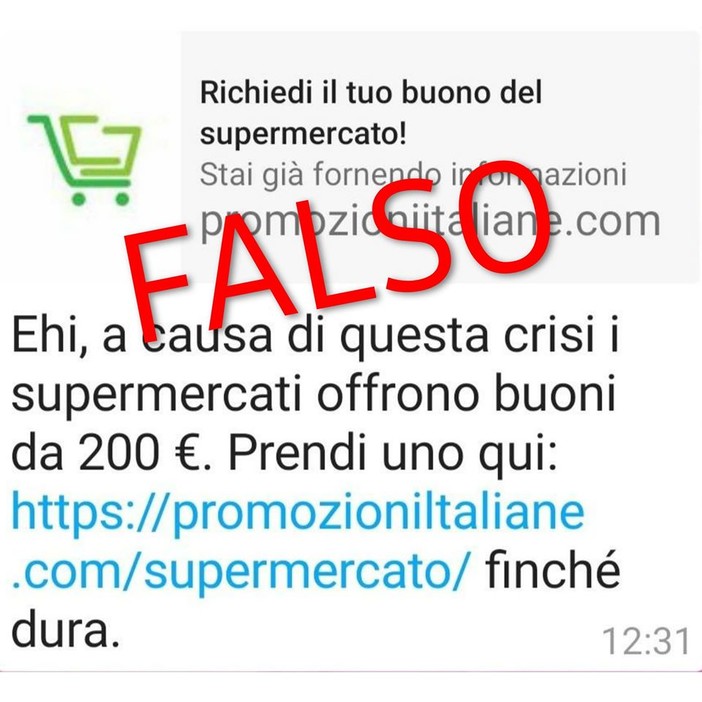 Coronavirus, supermercati offrono buoni dal valore di 200 euro: la Polizia Postale segnala la truffa
