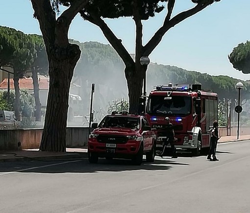 Pietra Ligure, principio di incendio nel torrente Maremola: Vigili del Fuoco in azione Pietra Ligure, principio di incendio nel torrente Maremola: Vigili del Fuoco in azione