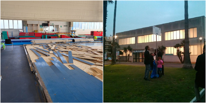 Pietra, nuovo fondo per il Palasport: sostituita la vecchia pavimentazione, adeguate le dimensioni dei campi