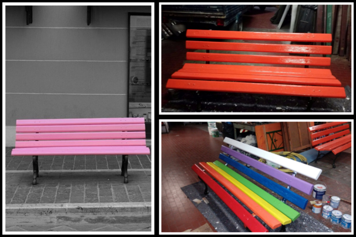 Alassio, panchine colorate a tema contro la violenza sulle donne