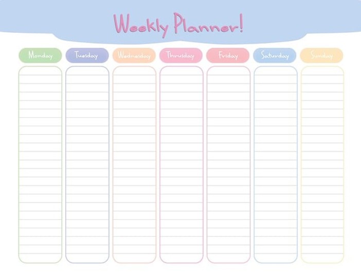 Planning settimanale, un aiuto per organizzare la propria settimana 