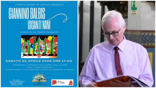 Ceriale, sabato 25 aprile Giannino Balbis presenta il suo libro “Giganti nani. Avanzi di un tempo dannato”