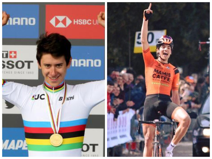 Antonio Tiberi (in maglia iridata) e Samuele Manfredi