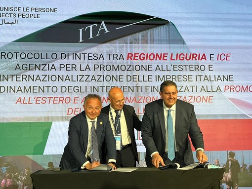Expo Dubai, firmato protocollo tra Regione e agenzia Ice per la promozione delle imprese liguri nel mondo Expo Dubai, firmato protocollo tra Regione e agenzia Ice per la promozione delle imprese liguri nel mondo