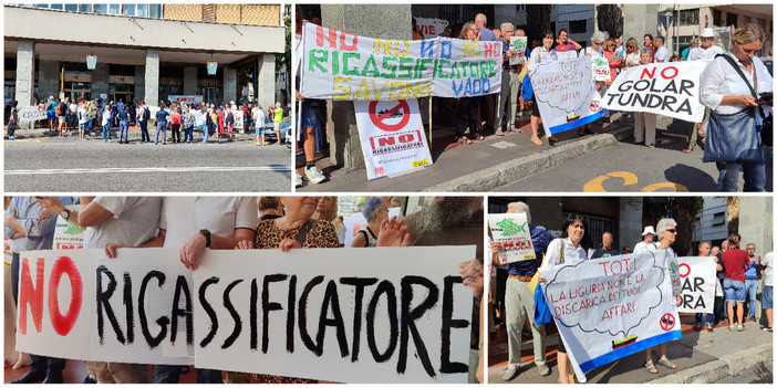 No al rigassificatore, il presidio a Savona e la protesta contro Toti: "Buffone" (FOTO e VIDEO)