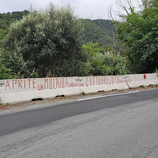 Varazze, a Casanova la protesta scatta sui new jersey: "Aprite la Mulaiea, chiusa dal 4 ottobre 2010-Fate presto" Varazze, a Casanova la protesta scatta sui new jersey: "Aprite la Mulaiea, chiusa dal 4 ottobre 2010-Fate presto"